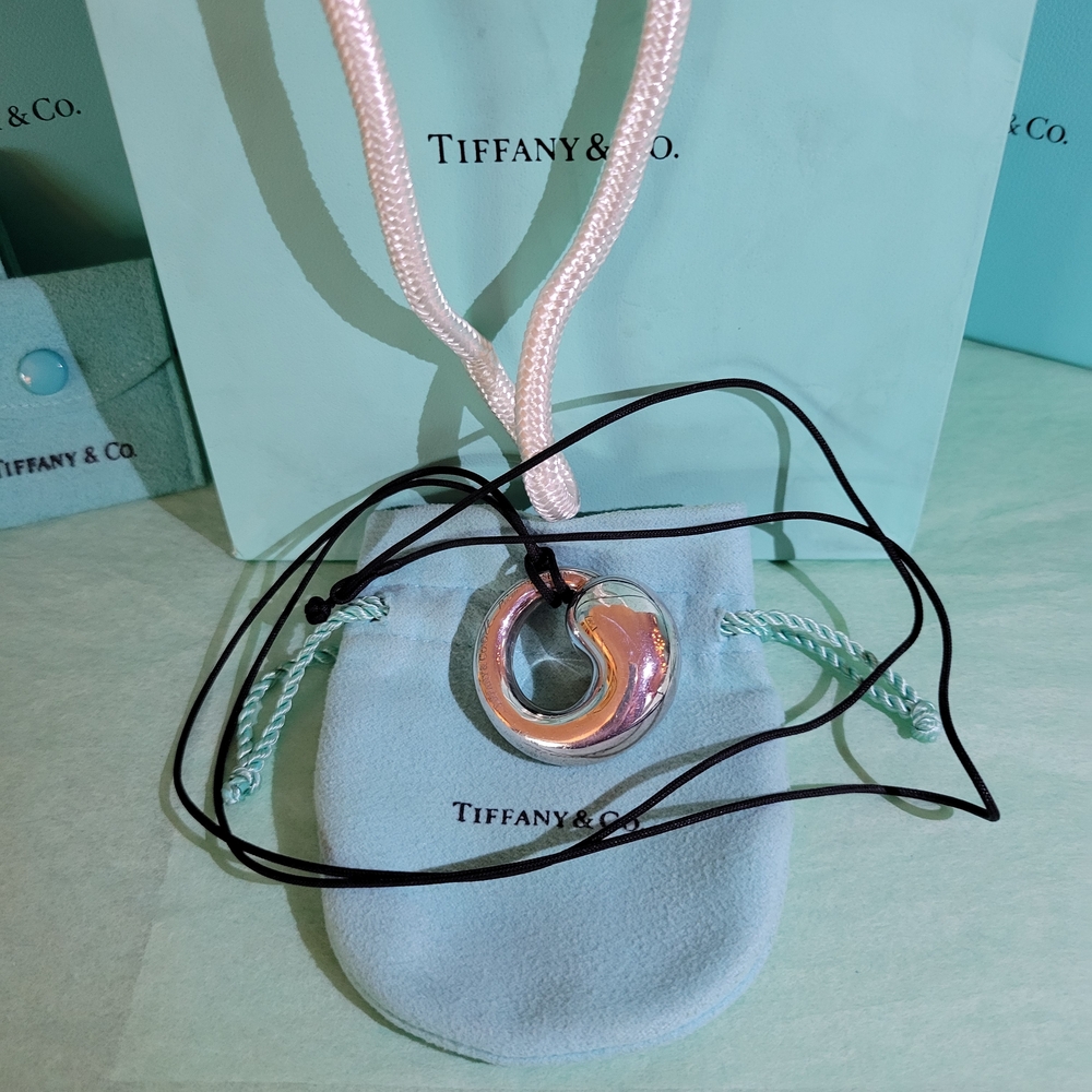 Tiffany & Co. RARE 33mm XL Eternal Circle Silver Pendant with 32" Tiffany Cord - Picture 2 of 11